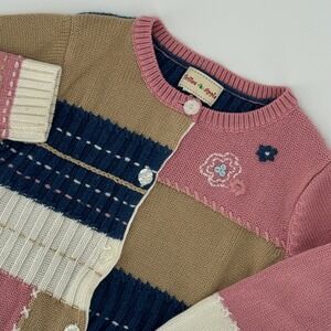 Vintage Toffee & Apple Toddler 2T 3T Patchwork Knit Cardigan